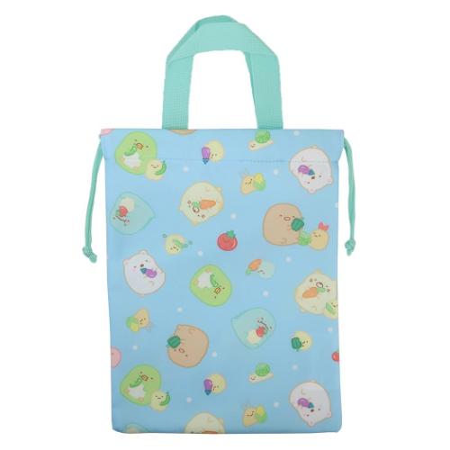 すみっコぐらし 体育館靴入れ シューズケース ブルー 新入学 サンエックス キャラクター グッズ メール便可