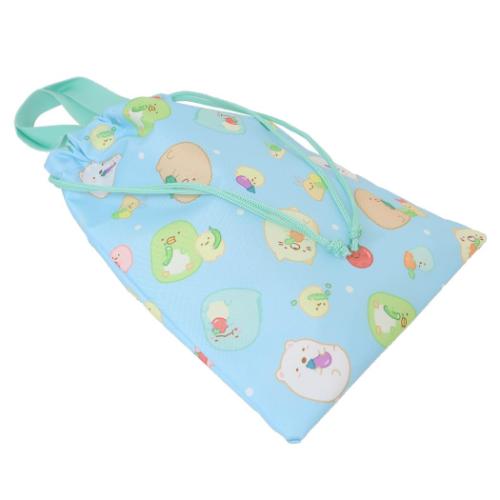 すみっコぐらし 体育館靴入れ シューズケース ブルー 新入学 サンエックス キャラクター グッズ メール便可