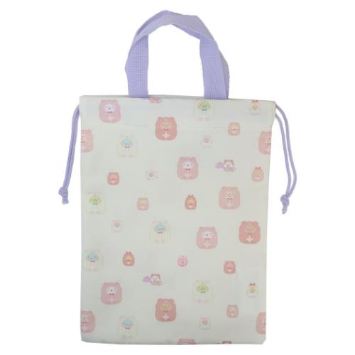 すみっコぐらし 体育館靴入れ シューズケース アイボリー 新入学 サンエックス キャラクター グッズ メール便可