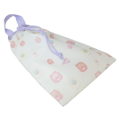 すみっコぐらし 体育館靴入れ シューズケース アイボリー 新入学 サンエックス キャラクター グッズ メール便可