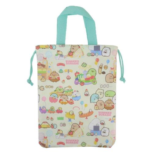 すみっコぐらし 体育館靴入れ シューズケース クリーム 新入学 サンエックス キャラクター グッズ メール便可