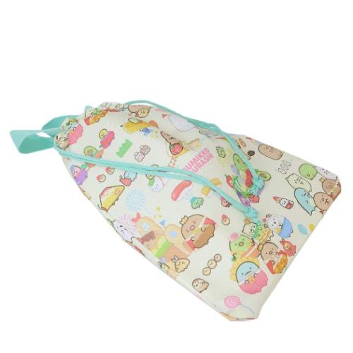 すみっコぐらし 体育館靴入れ シューズケース クリーム 新入学 サンエックス キャラクター グッズ メール便可