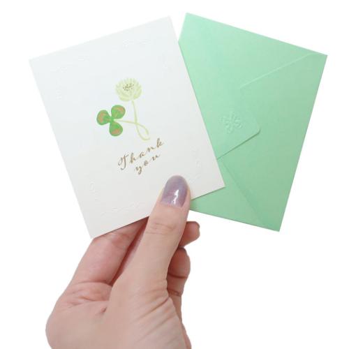 グリーティングカード シンプルポップアップミニカード クローバー ミニ封筒 多目的 グッズ メール便可