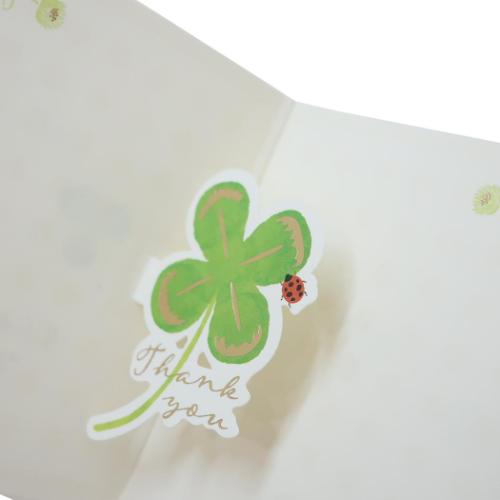 グリーティングカード シンプルポップアップミニカード クローバー ミニ封筒 多目的 グッズ メール便可