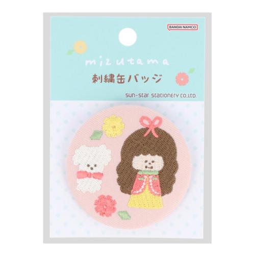 mizutama 缶バッジ 刺繍缶バッジ P ピンク かわいい グッズ メール便可