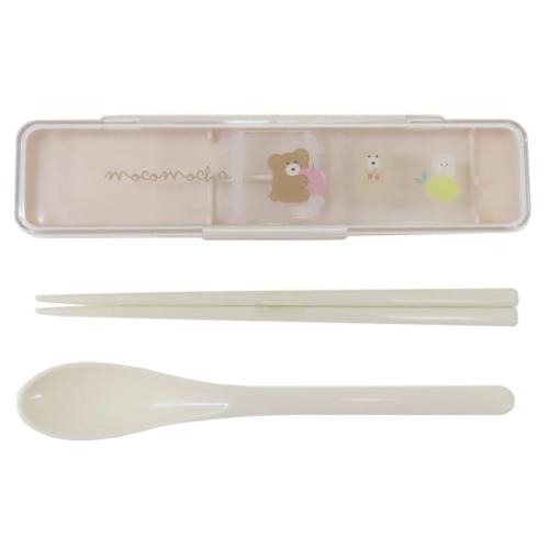 ほっこりモコモカ コンビセット 抗菌箸&スプーンセット おはし&スプーンのツインセット ミルクティー&モカ 新入学 メール便可