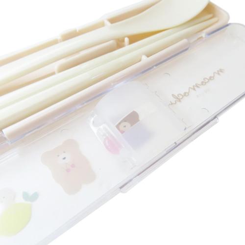 ほっこりモコモカ コンビセット 抗菌箸&スプーンセット おはし&スプーンのツインセット ミルクティー&モカ 新入学 メール便可