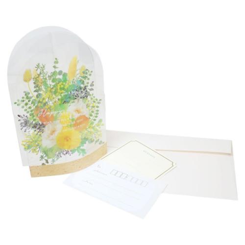 グリーティングカード ボトルフラワーバースデーカード イエローミックス お誕生日 グッズ メール便可