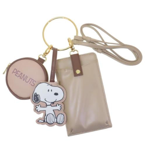 スヌーピー スマホポーチ 3連ショルダーポーチ BE ピーナッツ キャラクター グッズ