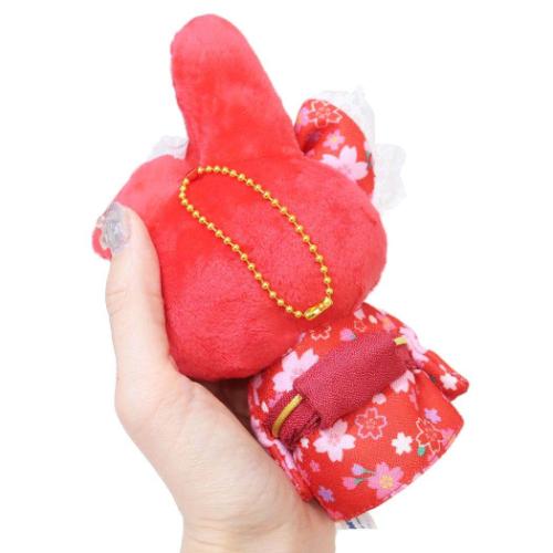 マイメロディ マスコット ミニぬいぐるみボールチェーン RD 桜着物 サンリオ キャラクター グッズ