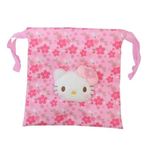 ハローキティ 巾着袋 ボアフェイス巾着 きんちゃくポーチ 桜着物 サンリオ キャラクター グッズ