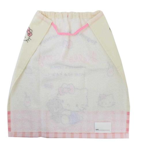 ハローキティ ゴム＆ボタン付きキッズおてふきタオル おりこうタオル ふんわりピンク サンリオ キャラクター グッズ メール便可