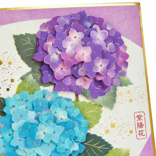 グリーティングカード シヨカ JES 2-4 立体カード 初夏 半立体アジサイ色紙 メッセージカード グッズ メール便可