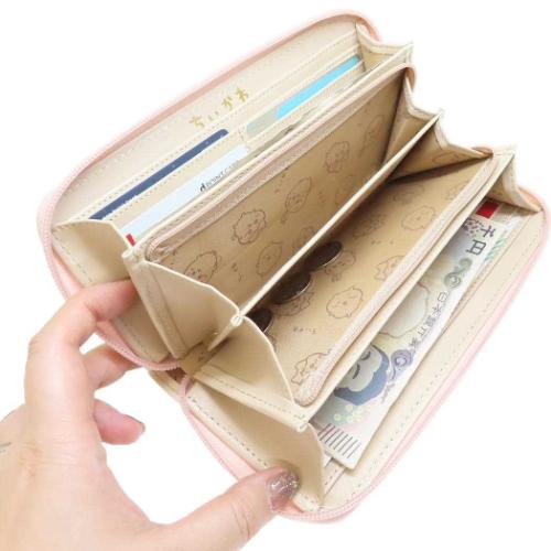 ちいかわ レディース長財布 ラウンド長財布 ラウンドファスナーロングウォレット ピンク ちいかわ キャラクター グッズ