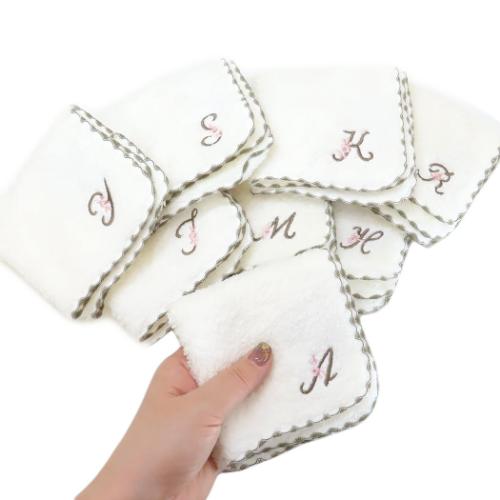 ハナイニシャル ミニタオル ワンポイント刺繍タオル R かわいい グッズ メール便可