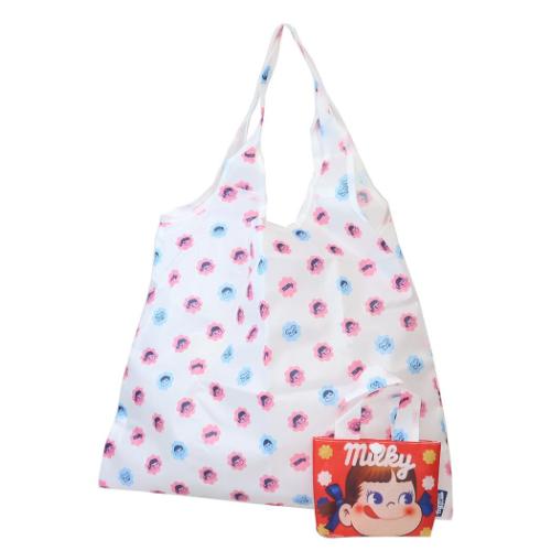 不二家のペコちゃん エコバッグ 折りたたみショッピングバッグ レッド キャラクター グッズ メール便可