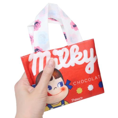 不二家のペコちゃん エコバッグ 折りたたみショッピングバッグ レッド キャラクター グッズ メール便可