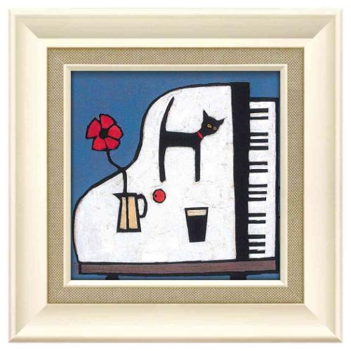 コリンラッフェル 額付きポスター Colin Ruffel キャット オン ピアノ ギフト インテリア 取寄品