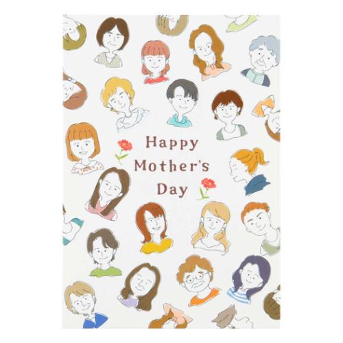 グリーティングカード ハハノヒ JMD 1-4 二つ折りポップアップカード 立体 母の日 お母さんの顔たくさん メール便可