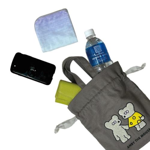 ねずみのANDY 巾着バッグ 相良刺繍巾着 cheese アンディ キャラクター グッズ メール便可