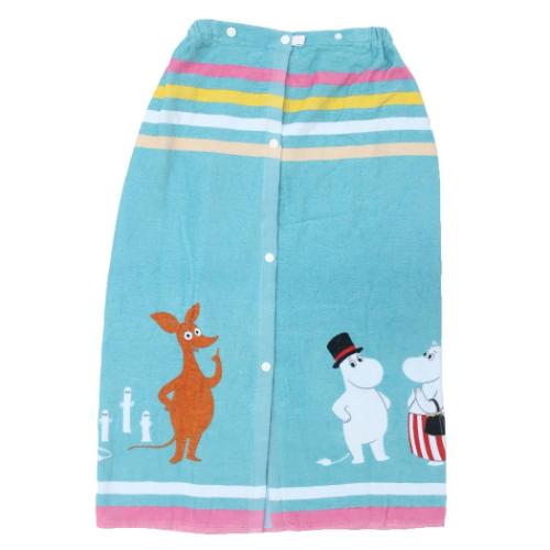 ムーミン ラップタオル 80丈マキタオル 80cm丈巻き巻きタオル みんなでならんで 北欧 キャラクター グッズ