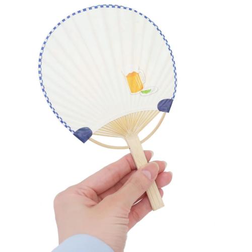 藤並うずら グリーティングカード 竹うちわ ビール かわいい グッズ メール便可