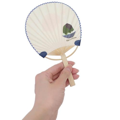 藤並うずら グリーティングカード 竹うちわ 氷いちご かわいい グッズ メール便可