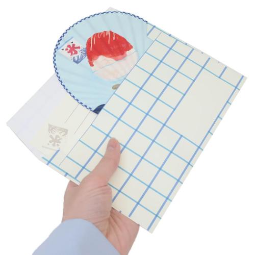 藤並うずら グリーティングカード 竹うちわ 氷いちご かわいい グッズ メール便可