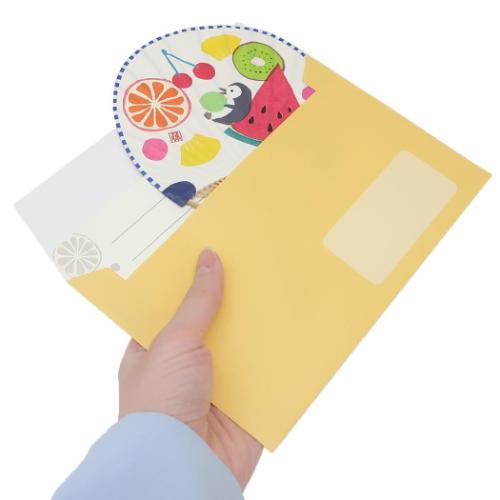 藤並うずら グリーティングカード 竹うちわ フルーツ かわいい グッズ メール便可