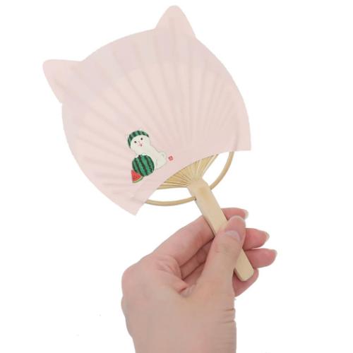 藤並うずら グリーティングカード あにまる竹うちわ スイカ帽しばいぬ かわいい グッズ メール便可