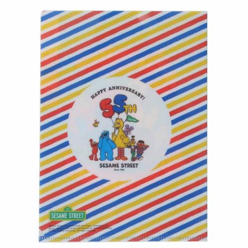 セサミストリート ポケットファイル 2ポケットクリアファイル A5 55th ブルー キャラクター グッズ メール便可