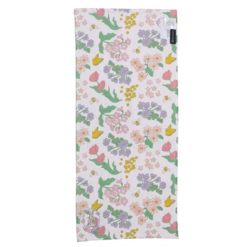 ピーターラビット フェイスタオル 片面ガーゼロングタオル オーガニックコットン シンプルフラワーピンク メール便可