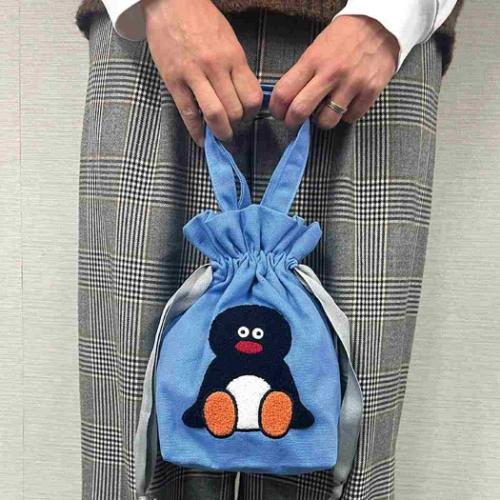PINGUx松本セイジ きんちゃく袋 相良刺繍巾着 PINGA Pingu キャラクター グッズ メール便可