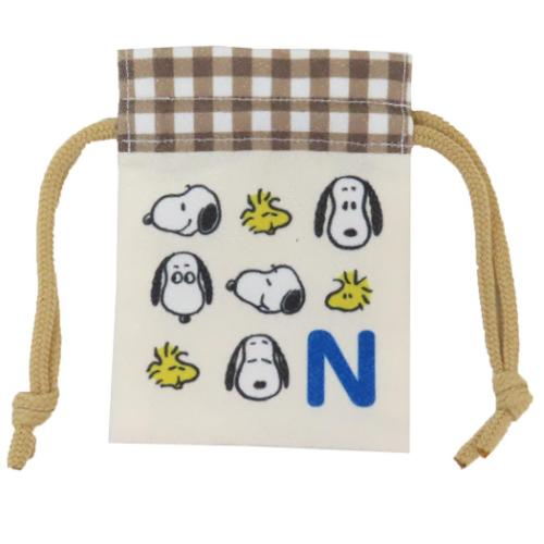 スヌーピー ミニ巾着袋 イニシャルまめ巾着 N ピーナッツ キャラクター グッズ メール便可