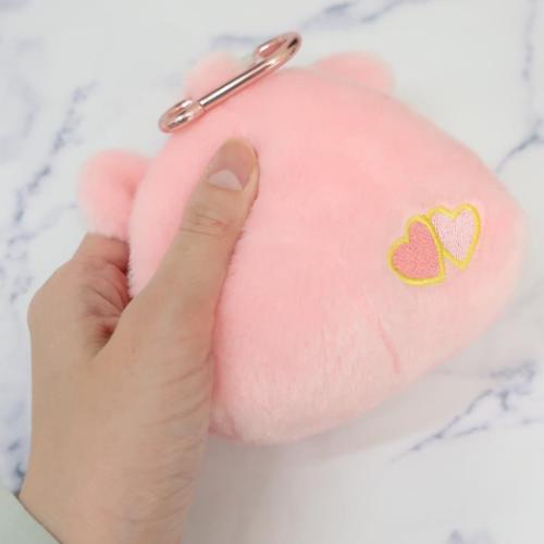 ケアベア ミニポーチ カラビナ付きぬいぐるみファスナーポーチ ラブアロットベア CareBears キャラクター グッズ