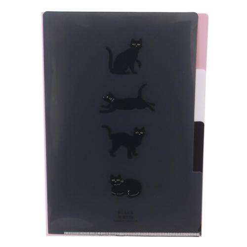 真夜中の雑貨店 ポケットファイル A5ポケットクリアファイル 3インデックス クロネコ かわいい グッズ メール便可