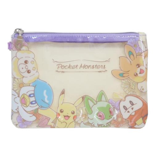 ポケットモンスター コスメポーチ フラットポーチ 集合 フラワー ポケモン キャラクター グッズ メール便可