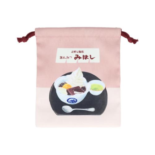 街のかわいいお店屋さん 巾着袋 きんちゃくポーチ 上野公園前あんみつみはし かわいい グッズ メール便可