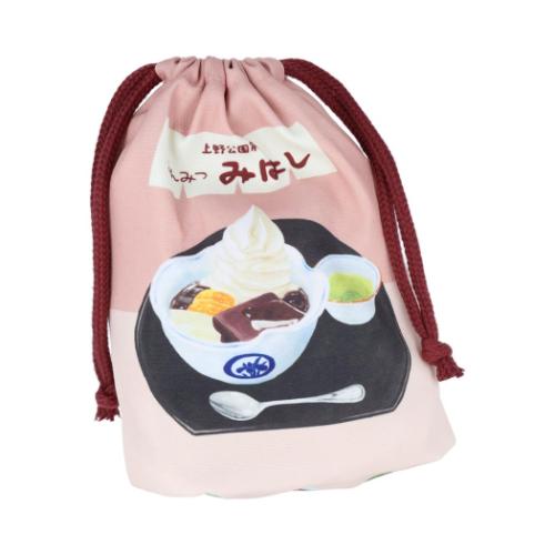 街のかわいいお店屋さん 巾着袋 きんちゃくポーチ 上野公園前あんみつみはし かわいい グッズ メール便可