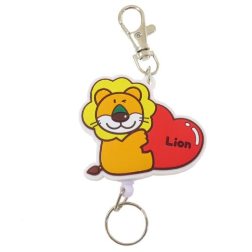 たべっ子どうぶつ キーリング ラバーリールキーホルダー らいおんハート ギンビス キャラクター グッズ メール便可