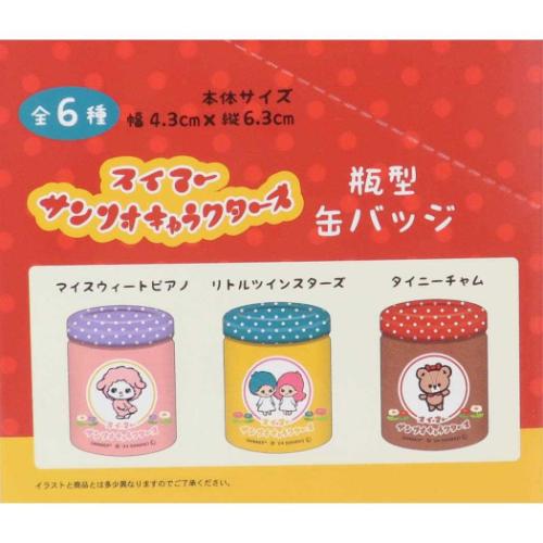 スイマーxサンリオキャラクターズ 缶バッジ 瓶型カンバッジ 全6種 SWIMMER キャラクター グッズ メール便可