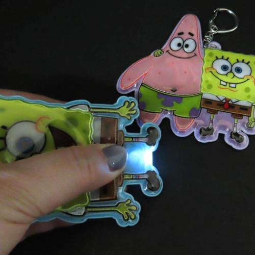 スポンジボブ キーリング ぴかぴかキーホルダー A柄 キャラクター グッズ メール便可