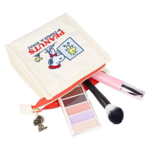 スヌーピー コスメポーチ スタンドポーチ Bon Voyage！ アイボリー ピーナッツ キャラクター グッズ