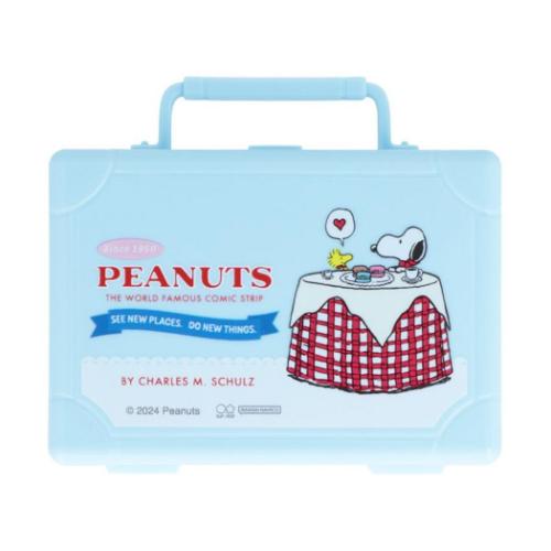 スヌーピー メモ帳 ミニトランクケース入メモ Bon Voyage！ ライトブルー ピーナッツ キャラクター グッズ メール便可