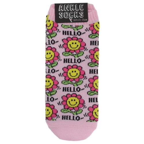 女性用靴下 ANKLE SOCKS LADIES レディースアンクルソックス DANCING SMILE FLOWER かわいい グッズ メール便可