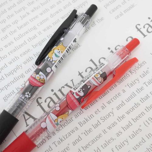 ボールペン 和柄サラサクリップ まめしばとラーメン いぬ かわいい グッズ メール便可