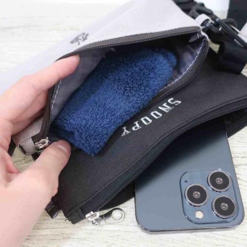 スヌーピー スマホポーチ 二連ネックポーチ Cグレー ピーナッツ キャラクター グッズ メール便可