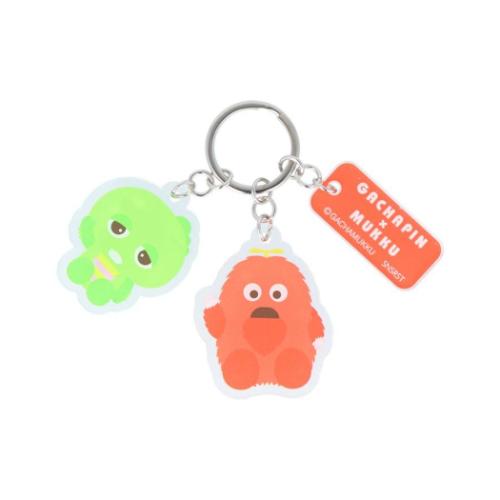 ガチャピン＆ムック キーリング 3連アクリルキーホルダー A キャラクター グッズ メール便可