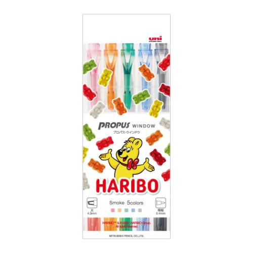 HARIBO ハリボー カラーペン プロパスウインドウ 5色セット スモークカラー お菓子パッケージ グミ型ステッカー付き グッズ メール便可