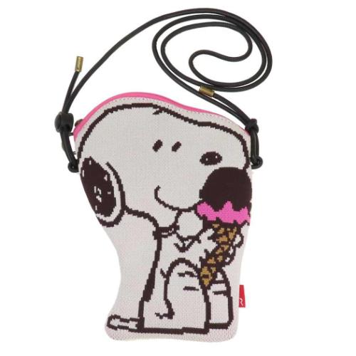スヌーピー スマホポーチ IP.BRピローニット.Peanuts-9O ピロードールミニポーチ Ice cream ピーナッツ キャラクター グッズ メール便可